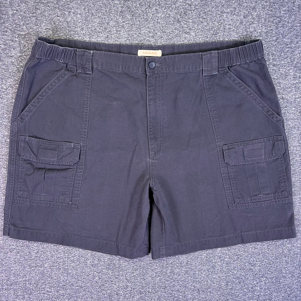 Savane Cargo Shorts Mens 44 Dark Grey Utility Casual‎ Elastic Waist Cotton 42x7